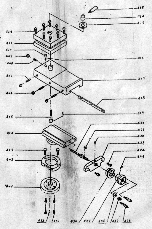 Component Drawing Number 400 Cutter Rest